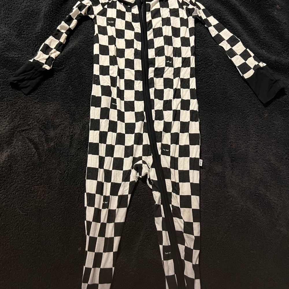 Little Sleepies Black and White Checkered Footie